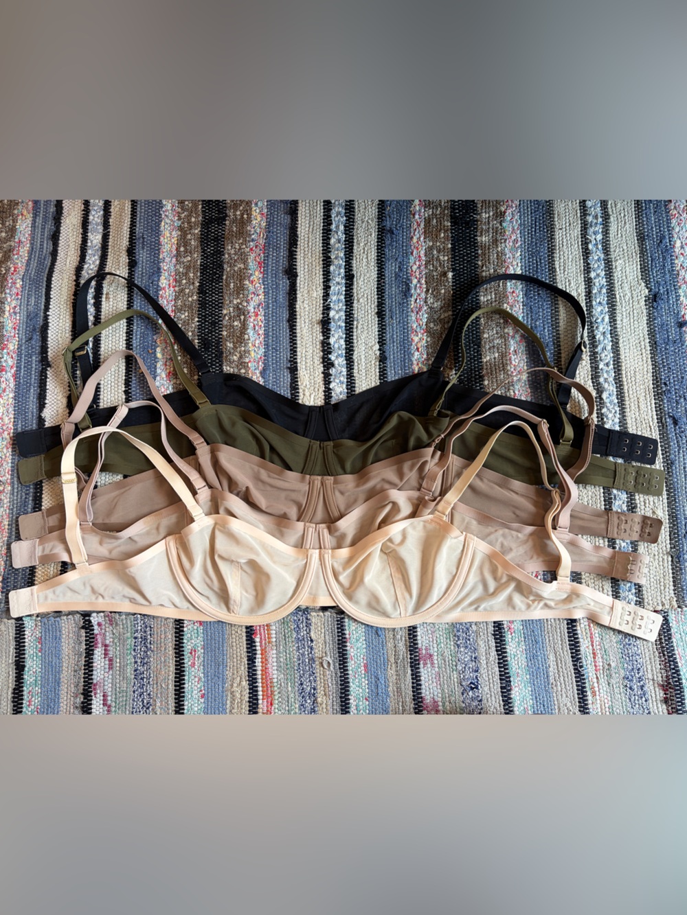 CUUP Five-Pack Balconette Underwire Bras in Black, Moss, Taupe, Sand and Blush
